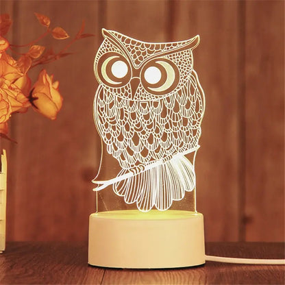 Creative Acrylic LED Night Light – Animal Shape Table Lamps