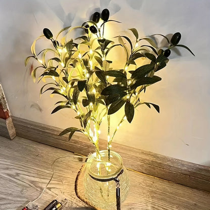 LED Green Olive Tree Light – Battery Indoor Decor