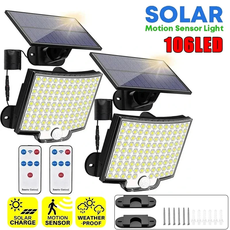 Solar LED Wall Lights – Motion Sensor, IP65 Waterproof, Remote