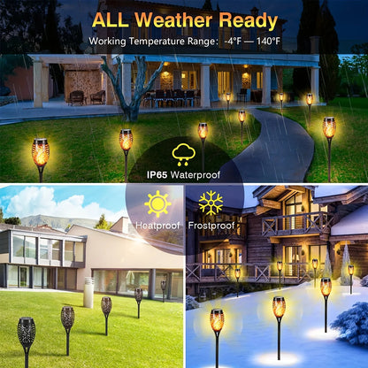 12 LED Solar Flame Lights – Waterproof Outdoor Torch Lamp