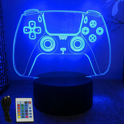 Neon Gamer 3D LED Night Light – RGB Gaming Room Lamp for Gifts