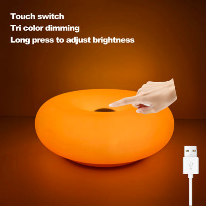 Bauhaus USB Table Lamp – RGB Donut Night Light for Bedroom Decor