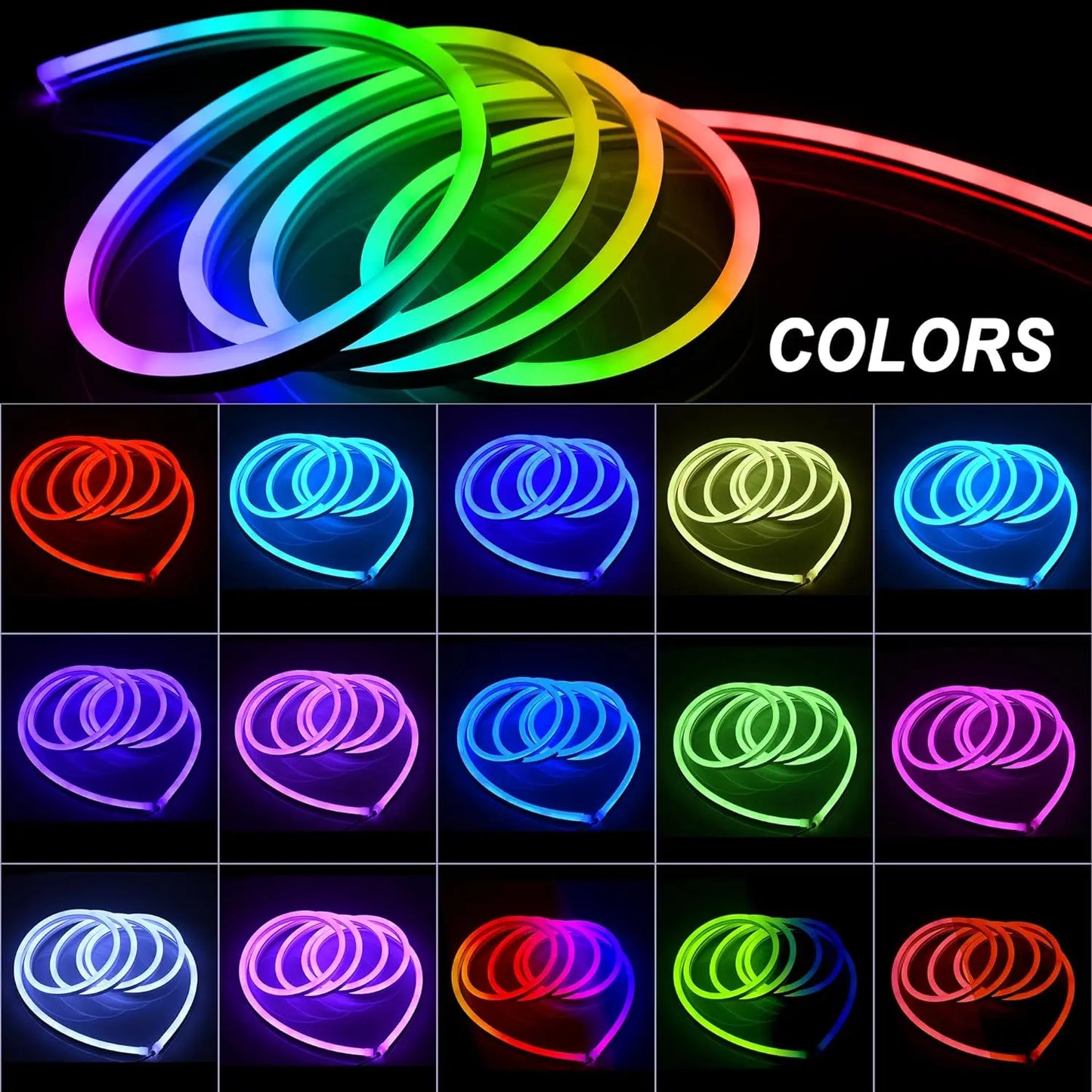 5M-40M Mexllex RGB Neon Light Strip – Remote,Waterproof