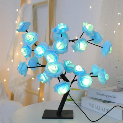 24 LED Red Rose Tree Lamp – USB Night Light for Bedroom & Decor