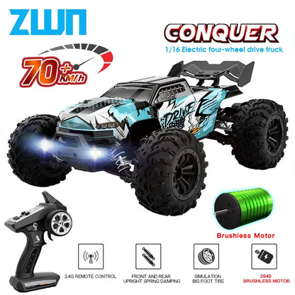 4WD Brushless RC Car with LED Headlights – High-Speed Drift Truck