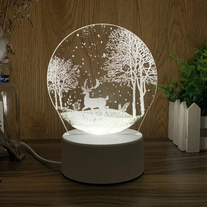 USB 3D Acrylic LED Night Light – Christmas, Wedding & Party Decor