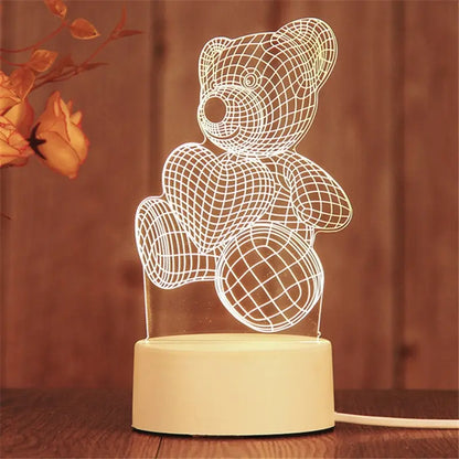 Creative Acrylic LED Night Light – Animal Shape Table Lamps