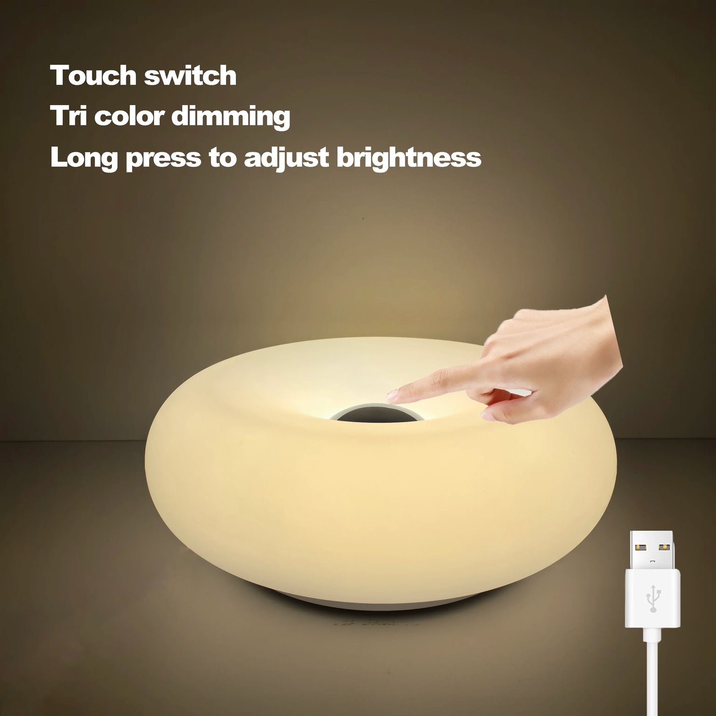 Bauhaus USB Table Lamp – RGB Donut Night Light for Bedroom Decor