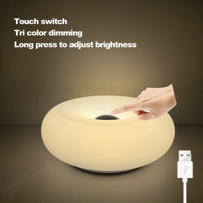 Bauhaus USB Table Lamp – RGB Donut Night Light for Bedroom Decor
