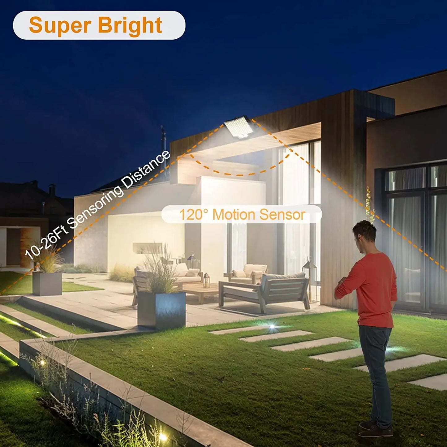 Solar LED Wall Lights – Motion Sensor, IP65 Waterproof, Remote