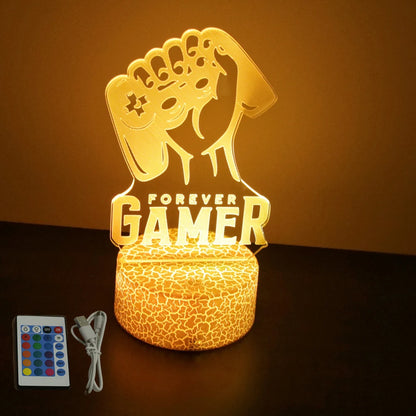 Neon Gamer 3D LED Night Light – RGB Gaming Room Lamp for Gifts