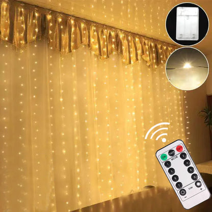 6M Christmas Curtain Lights – LED with Remote Control
