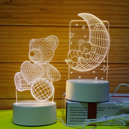 Creative Acrylic LED Night Light – Animal Shape Table Lamps