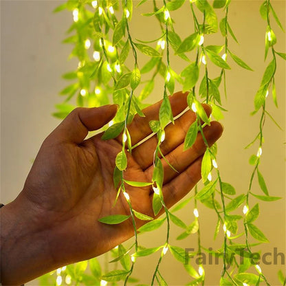 Battery Powered Willow Vine LED String Lights – Artificial Leaf Decor