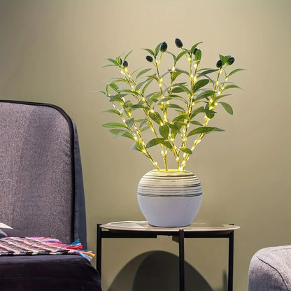 LED Green Olive Tree Light – Battery Indoor Decor