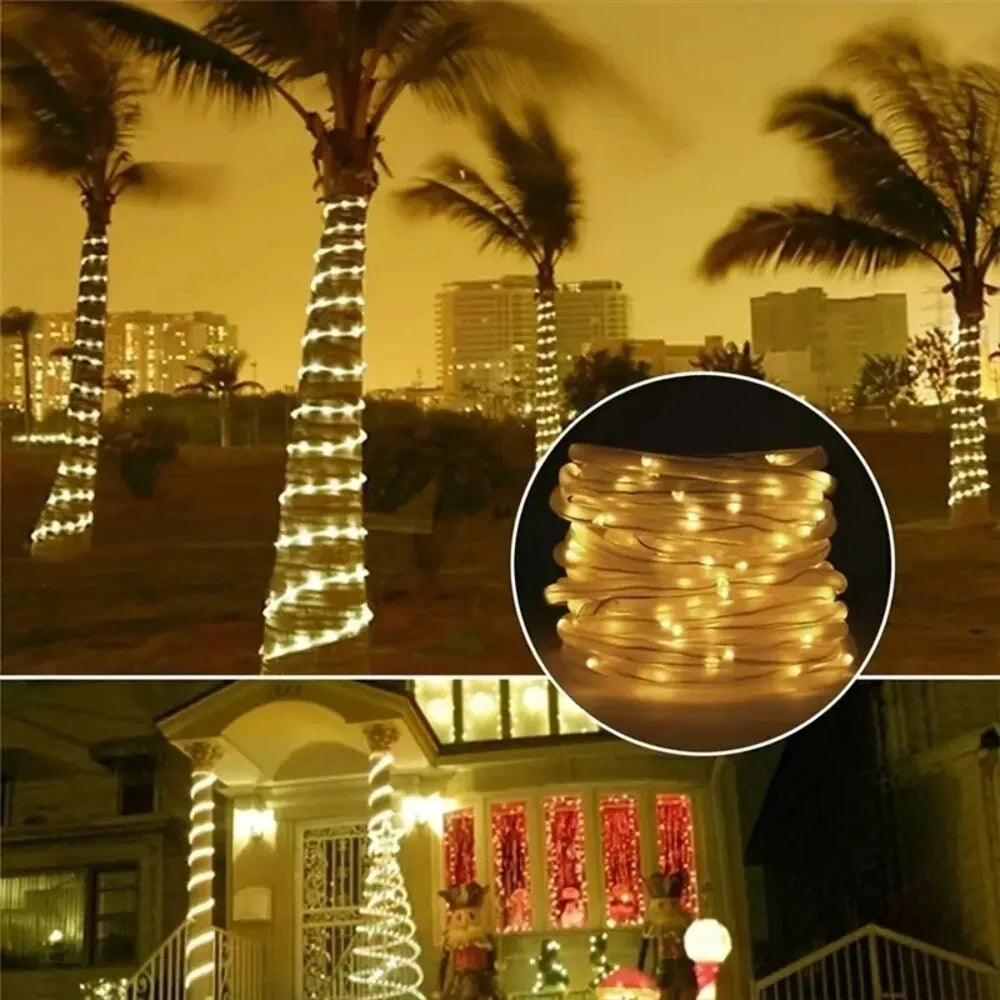 32m/22m/12m/7m Outdoor Solar Tube Rope LED Lights – Garden Decor