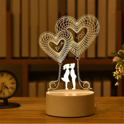 USB 3D Acrylic LED Night Light – Christmas, Wedding & Party Decor