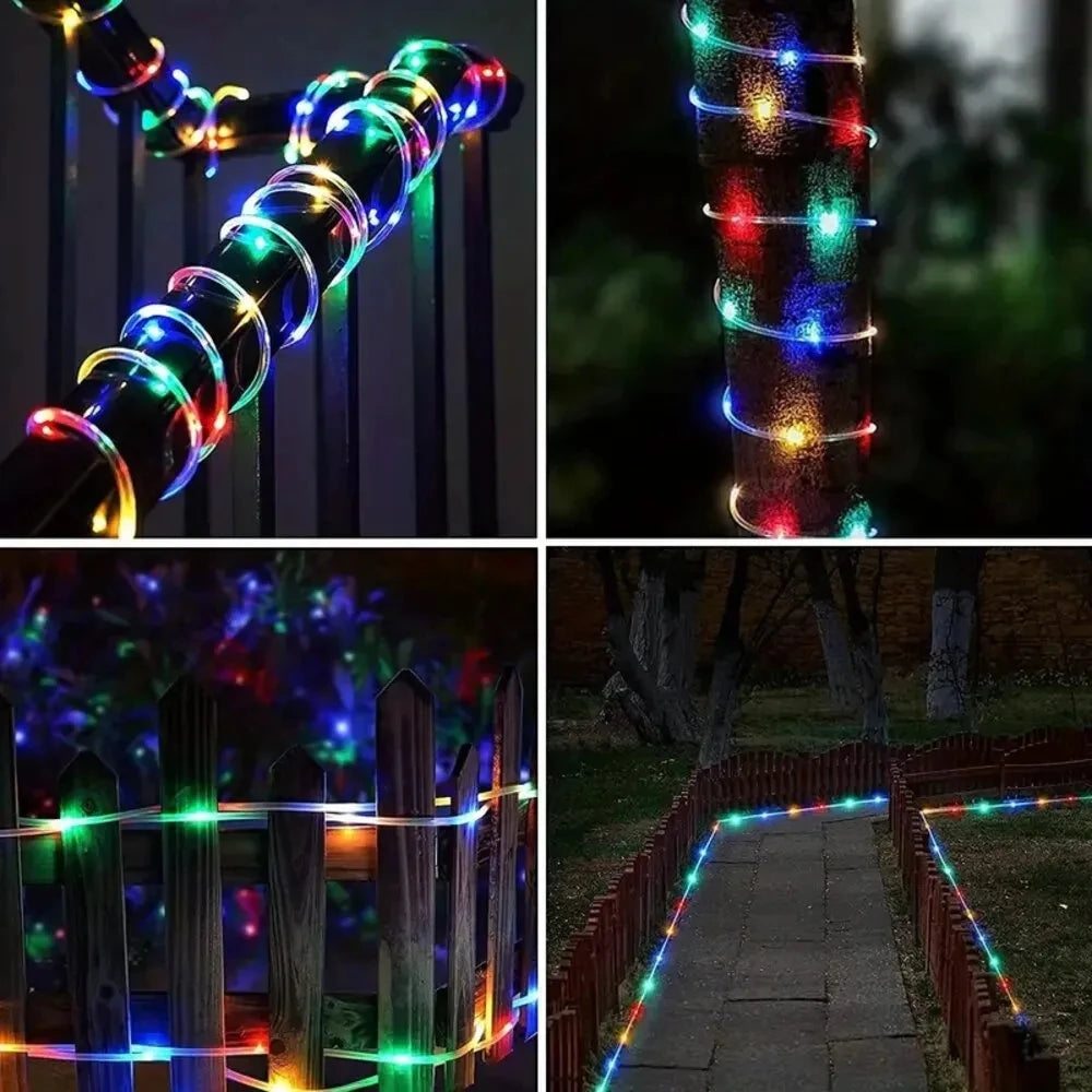 32m/22m/12m/7m Outdoor Solar Tube Rope LED Lights – Garden Decor