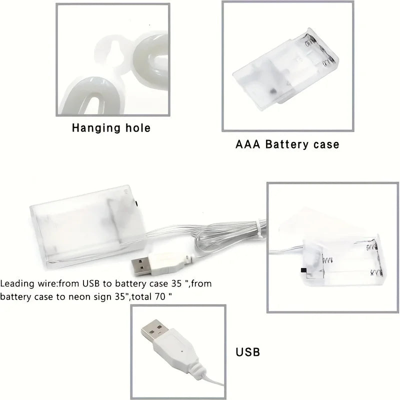 LED Neon Sign – USB/Battery for Bar, Bedroom, Party Decor