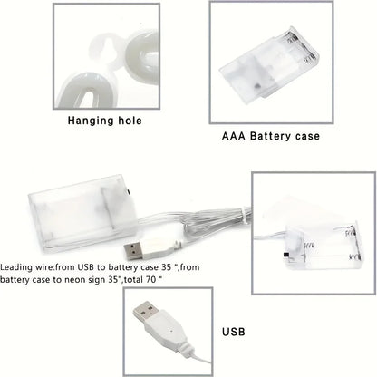 LED Neon Sign – USB/Battery for Bar, Bedroom, Party Decor