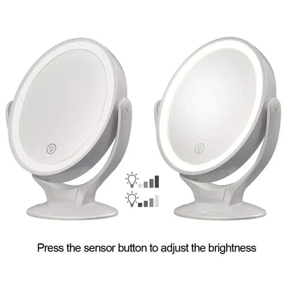 Makeup Mirror with Light – 1X/7X Magnification, USB Rechargeable