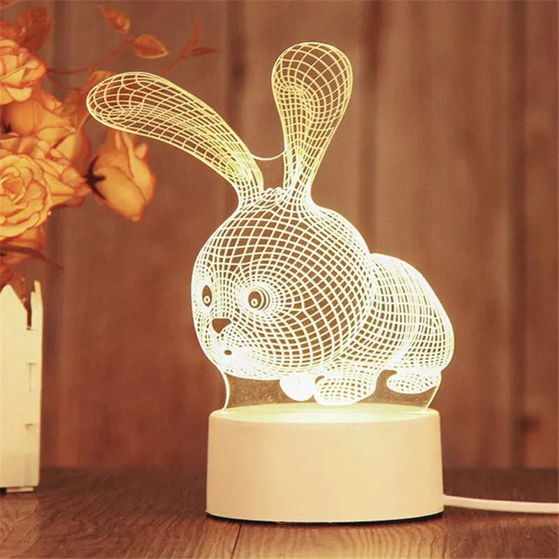 Creative Acrylic LED Night Light – Animal Shape Table Lamps