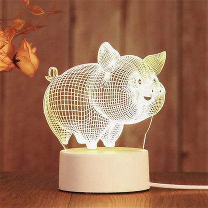 Creative Acrylic LED Night Light – Animal Shape Table Lamps