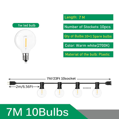 LED G40 Outdoor String Lights – Warm White Festoon Lights for Patio