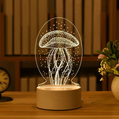 USB 3D Acrylic LED Night Light – Christmas, Wedding & Party Decor