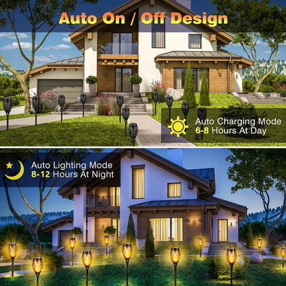 12 LED Solar Flame Lights – Waterproof Outdoor Torch Lamp
