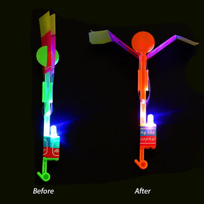 LED Light Arrow Toy – Glow in the Dark Outdoor Rocket Helicopter Toy