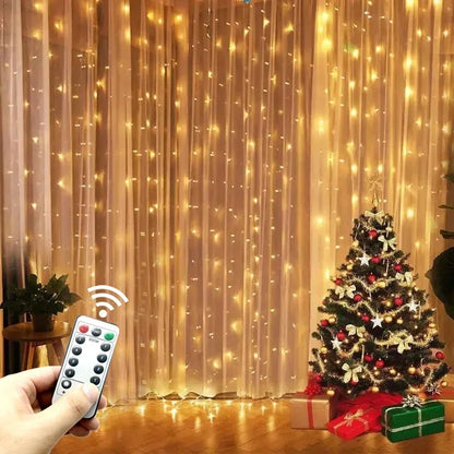 6M Christmas Curtain Lights – LED with Remote Control