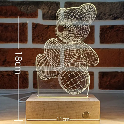 Creative Acrylic LED Night Light – Animal Shape Table Lamps