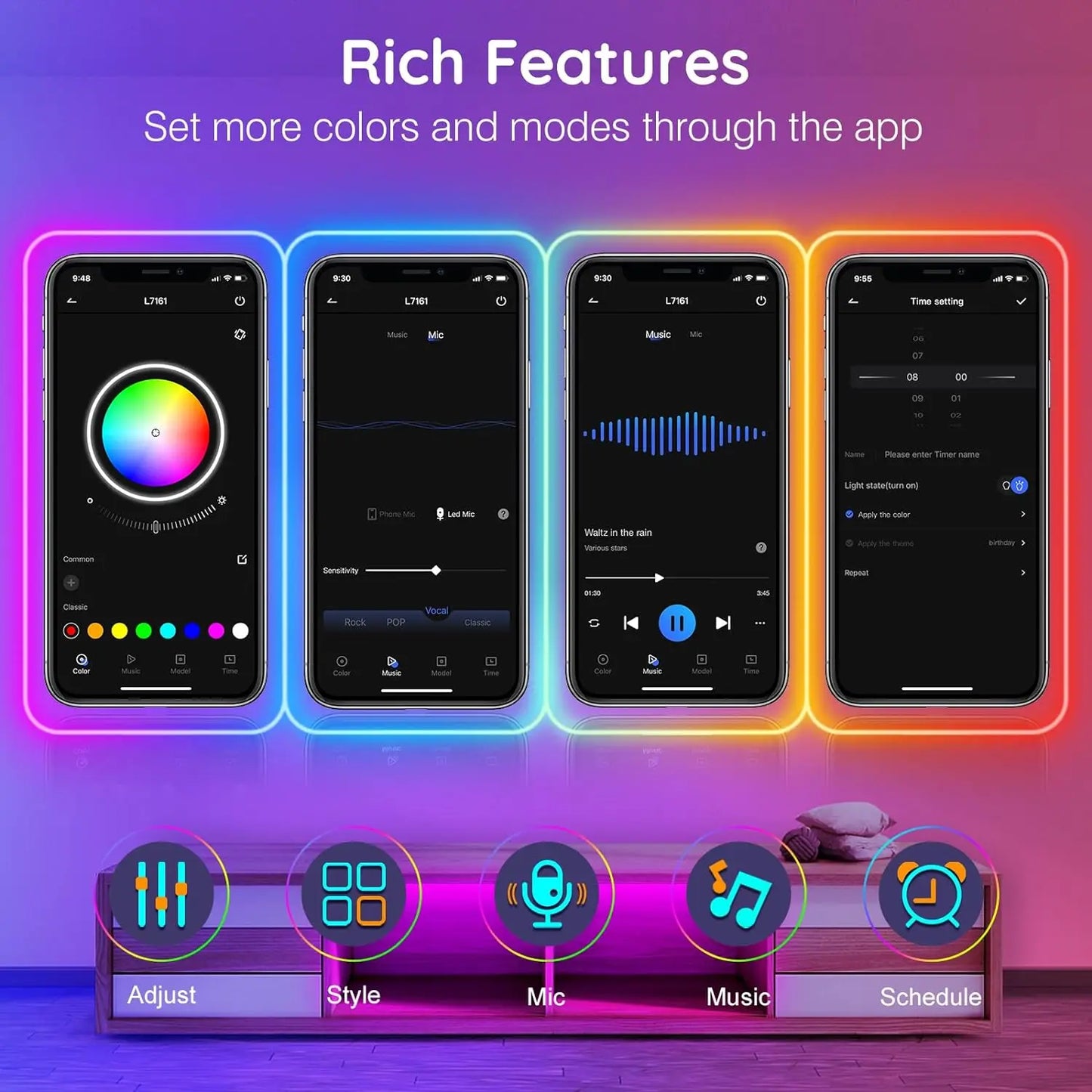 5M-40M Mexllex RGB Neon Light Strip – Remote,Waterproof