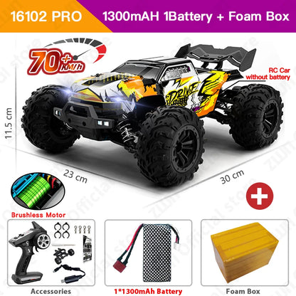 4WD Brushless RC Car with LED Headlights – High-Speed Drift Truck