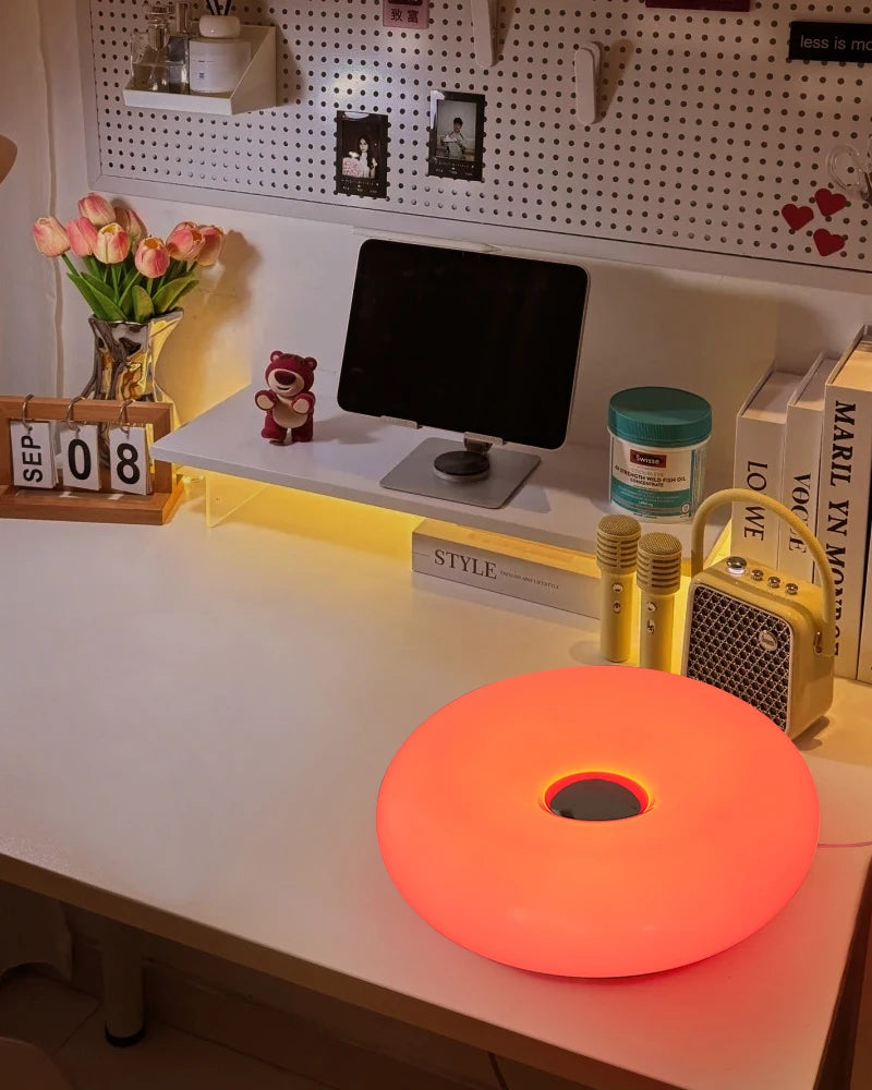 Bauhaus USB Table Lamp – RGB Donut Night Light for Bedroom Decor