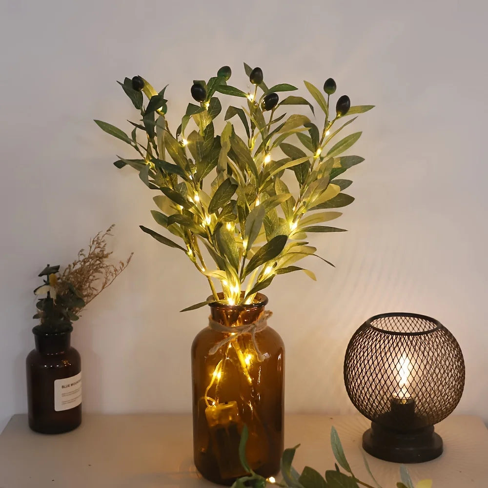 LED Green Olive Tree Light – Battery Indoor Decor