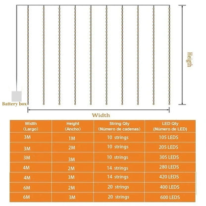 6M Christmas Curtain Lights – LED with Remote Control
