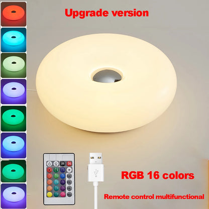Bauhaus USB Table Lamp – RGB Donut Night Light for Bedroom Decor