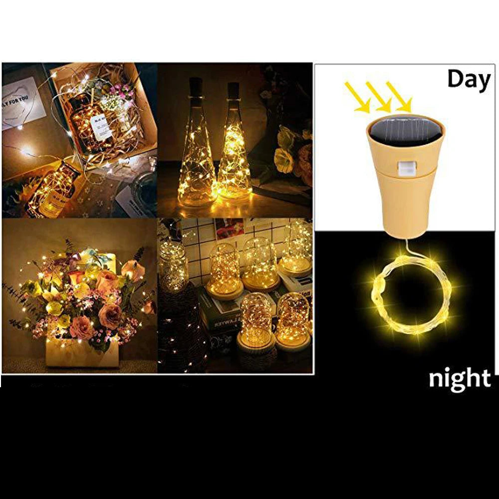 Solar Wine Bottle Lights – LED Waterproof String Light for Outdoor