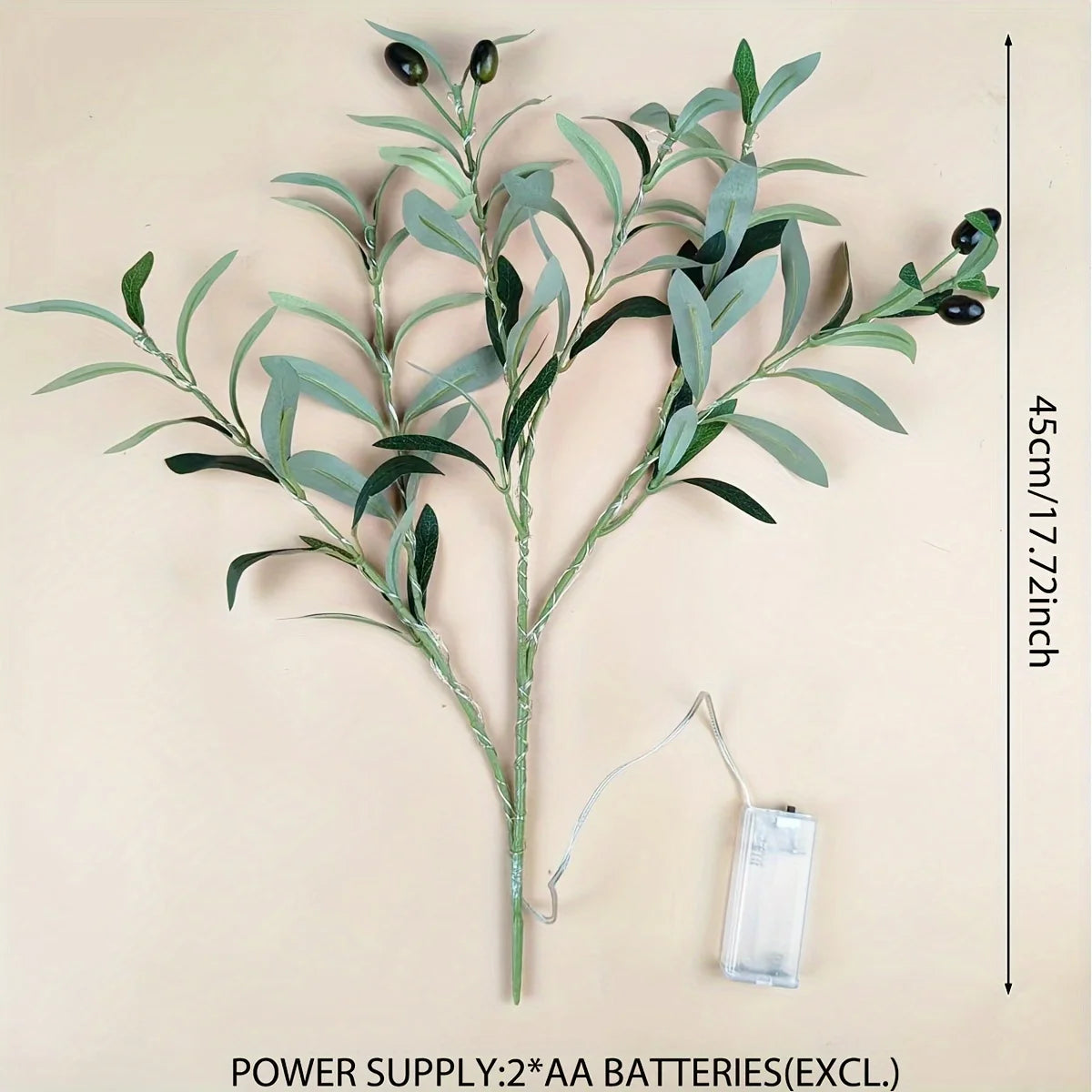 LED Green Olive Tree Light – Battery Indoor Decor