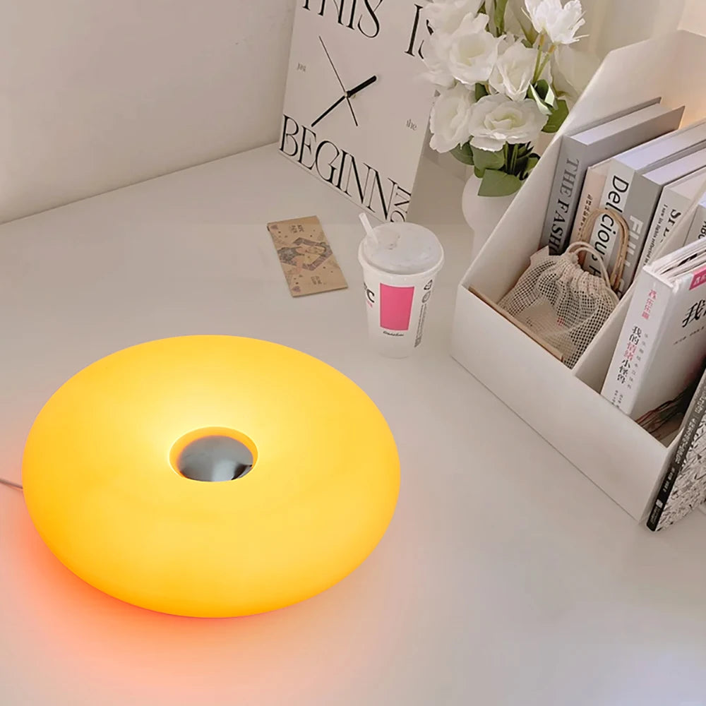 Bauhaus USB Table Lamp – RGB Donut Night Light for Bedroom Decor