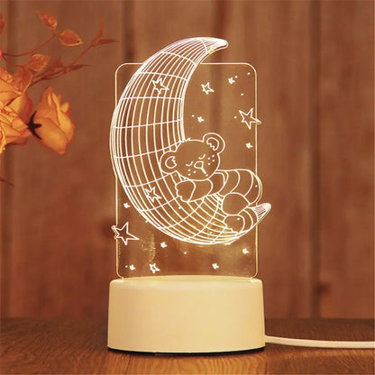 Creative Acrylic LED Night Light – Animal Shape Table Lamps