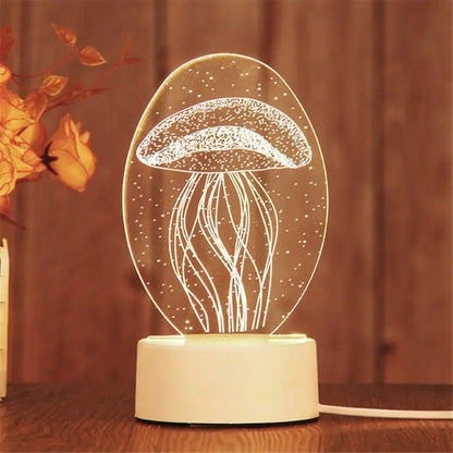 Creative Acrylic LED Night Light – Animal Shape Table Lamps