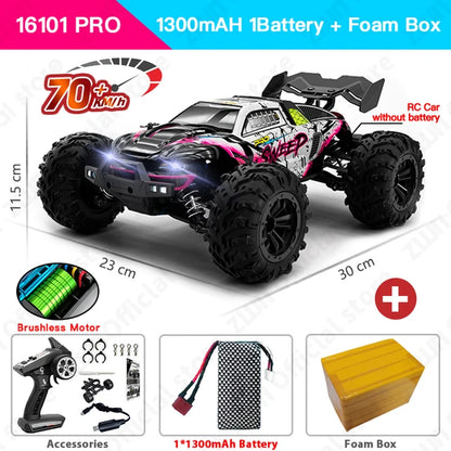 4WD Brushless RC Car with LED Headlights – High-Speed Drift Truck