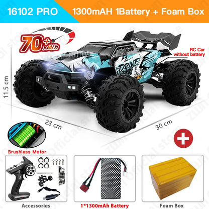 4WD Brushless RC Car with LED Headlights – High-Speed Drift Truck