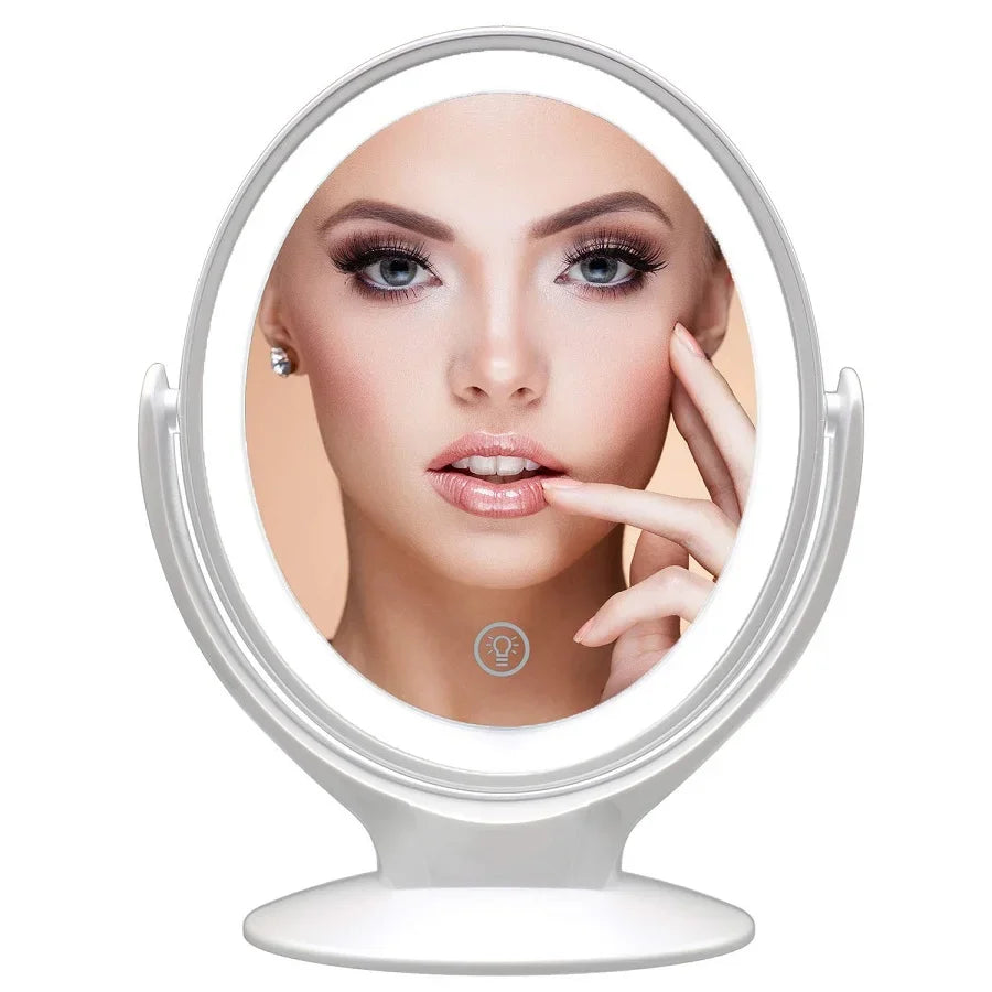 Makeup Mirror with Light – 1X/7X Magnification, USB Rechargeable