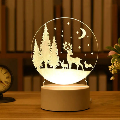 USB 3D Acrylic LED Night Light – Christmas, Wedding & Party Decor