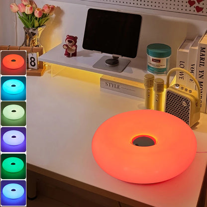 Bauhaus USB Table Lamp – RGB Donut Night Light for Bedroom Decor
