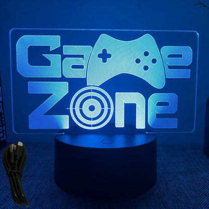 Neon Gamer 3D LED Night Light – RGB Gaming Room Lamp for Gifts